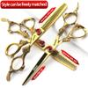 6 inch /7 inch salon professional salon scissors salon hairdresser hair cutting hairstyle pruning tools Japan 440c high hardness stainless steel golden (6 inch 3pc) view 2