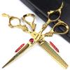 6 inch /7 inch salon professional salon scissors salon hairdresser hair cutting hairstyle pruning tools Japan 440c high hardness stainless steel golden (6 inch 2pcs) view 2