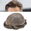 Toupee for Men Human Hair Replacement Systems Full French Lace Hair Systems Swiss Lace Toupee Hairpieces Bleached Knots Male All Lace Men Hair Units 8X10"-100% density#350 Dark Brown with 50% Gray view 1