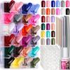 FANDAMEI 24 Colors Press on Nails Square, 24 Packs 576PCS Press on Nails Medium Glossy, Lightweight Natural Fake Nails Full Cover, False Nails with Glue, Short Square Acrylic view 1