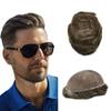 Toupee for Men Human Hair Replacement Systems Full French Lace Hair Systems Swiss Lace Toupee Hairpieces Bleached Knots All Lace Male Wig Unit 7X9"-120% density#420 Medium Brown with 20% Gray view 1