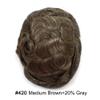 Toupee for Men Human Hair Replacement Systems Full French Lace Hair Systems Swiss Lace Toupee Hairpieces Bleached Knots All Lace Male Wig Unit 7X9"-120% density#420 Medium Brown with 20% Gray view 2