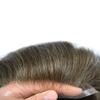 Toupee for Men Human Hair Replacement Systems Full French Lace Hair Systems Swiss Lace Toupee Hairpieces Bleached Knots All Lace Male Wig Unit 7X9"-120% density#420 Medium Brown with 20% Gray view 3