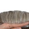 Toupee for Men Human Hair Replacement Systems Full French Lace Hair Systems Swiss Lace Toupee Hairpieces Bleached Knots All Lace Male Wig Unit 7X9"-120% density#260 Darkest Brown with 60% Gray view 3