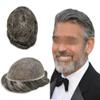 Toupee for Men Human Hair Replacement Systems Full French Lace Hair Systems Swiss Lace Toupee Hairpieces Bleached Knots All Lace Male Wig Unit 8X10"-100% density#240 Darkest Brown with 40% Gray view 1