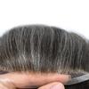 Toupee for Men Human Hair Replacement Systems Full French Lace Hair Systems Swiss Lace Toupee Hairpieces Bleached Knots All Lace Male Wig Unit 8X10"-100% density#240 Darkest Brown with 40% Gray view 3