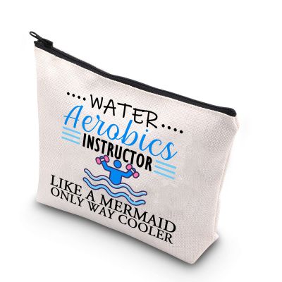 BDPWSS Water Aerobics Instructor Gift Swimming Coach Makeup Bag Water Aerobics Instructor Like a Mermaid Only Way Cooler Gift (Cooler water instructor)