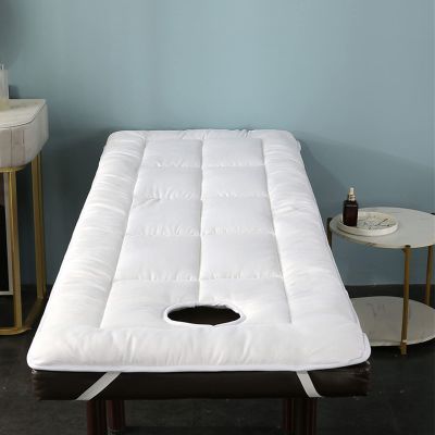 QQXX Massage Spa Mattress for Beauty Salon, Thicken Massage Bed Sheet with Holes, Anti-Slip Breathable Quilted Mattress Topper Facial Massage Bed Cover(80x185cm(31x73inch), White)