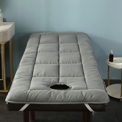 QQXX Massage Spa Mattress for Beauty Salon, Thicken Massage Bed Sheet with Holes, Anti-Slip Breathable Quilted Mattress Topper Facial Massage Bed Cover(80x180cm(31x71inch), Gray)