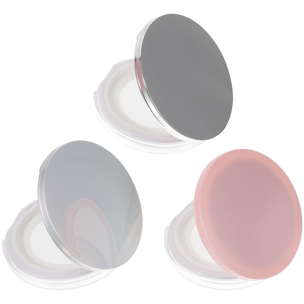 FOMIYES Makeup Sponge 3pcs Loose Powder Compact Container Empty Portable Plastic DIY Makeup Powder Case Slim Box Reusable Puff Case for Home Travel 5g Blush