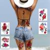 ROARHOWL Stunning rose flower temporary tattoos, large rose fake tattoos for women,rose tattoo set (Rose 1) view 3