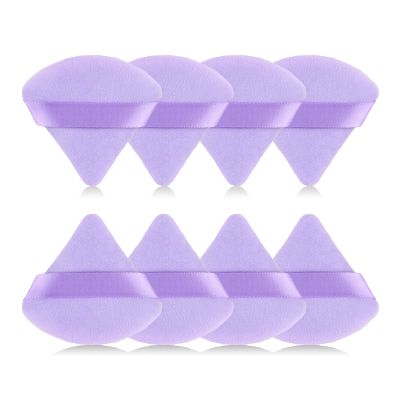 RAREIUS 8pcs Triangular Powder Puff Face Soft Velvet Makeup Puff for Loose Powder Body Powder Makeup Sponge for Contouring Wet Dry Foundation Blender Sponge Beauty Makeup Tool.(Purple)