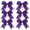 Metallic Sequin and Holographic 6 Inch Cheer Bow Cheerleader Cheerleading Jumbo Cheer Bow Hair Tie Hair Bow School (Purple) view 1