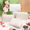 Hillban 6 Pcs PU Leather Bride Makeup Bag Cosmetic Bridesmaid Waterproof Toiletry Travel Bag Pouch Purse Gifts for Bridal Shower, Wedding, Engagement Gifts, Bachelorette Party(White, Ivory White) view 2