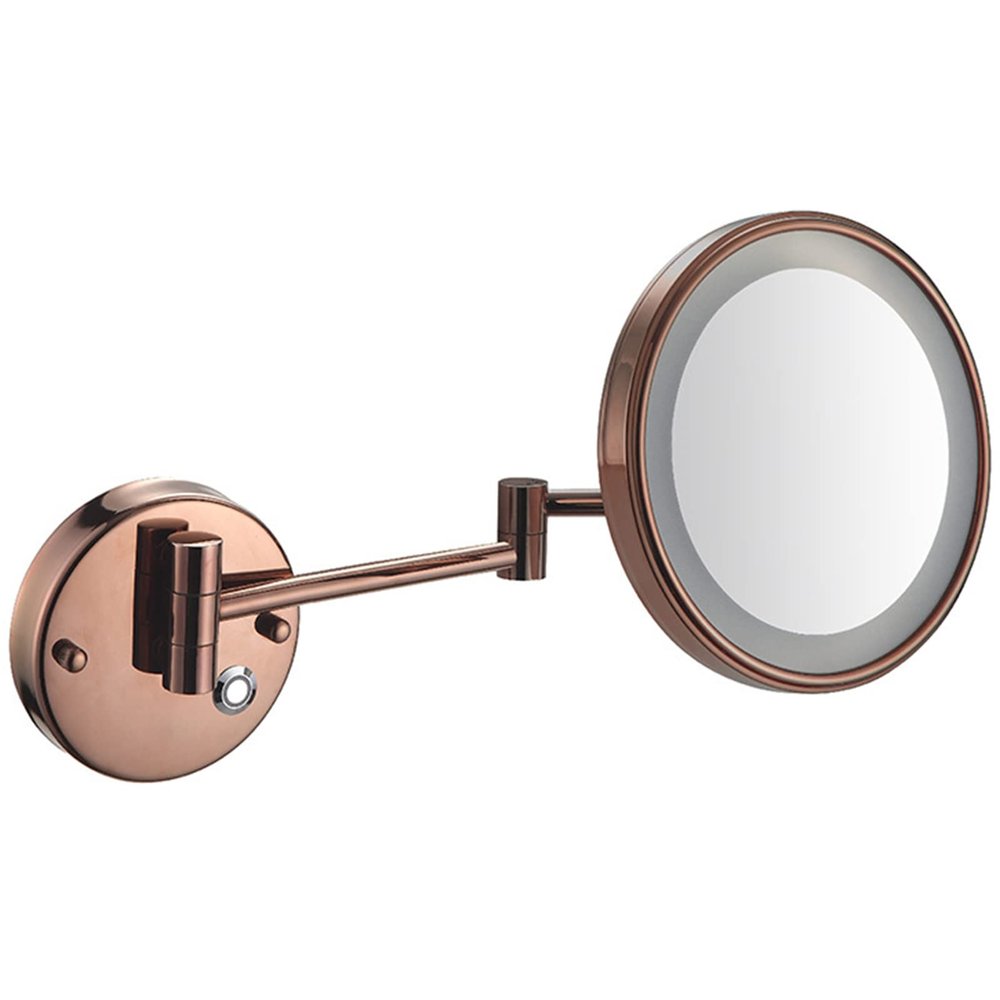 NOVOCE Touch Dimming Makeup Mirror with Lights and 10X Magnification, LED Wall Mounted Bathroom Vanity Mirror, Rotable Extendable Shaving Mirror,Rose Gold,USB (Color : Rose Gold, Size : Plug in)