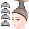 Fandamei Wig Caps, 4PCS Wig Caps Mesh Net Open End, Black Wig Cap for women, Nylon Mesh Wig Cap Net Strength Black view 1