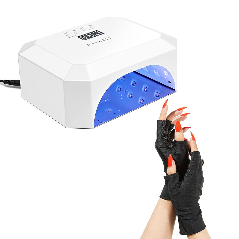 Makartt UV LED Nail Lamp, UV Light for Nails Professional 36W Curing Lamp Eloisee Nail Dryer Bundle UV Gloves for Nail Lamp Gel Curing, UPF50+ UV Protection Gloves for Manicures