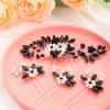 Yeshone 5 Pieces Wedding Hair Comb Bridal Pins Crystal Pearl Wedding Hair Accessories Rhinestone Flower Piece for Bride Bridesmaids Women(Black) view 2