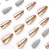 FRUJCDKI Medium French Tip Press-On Nails, Gray Rhinestone Almond Press-On Nails, Short Glue Press-On Nails, Reusable Fake Nails - Set of 24 Nails with Adhesive Tabs view 3