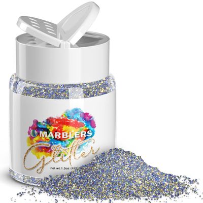 MARBLERS Holographic Glitter [Gold Splash Blue] 1.5oz (42g) | Fine | Non-Toxic, Vegan, Cruelty-Free | Face, Body, Eyeshadow, Hair, Festival, Party Makeup | Nail Art, Polish | Resin, Tumbler, Candle