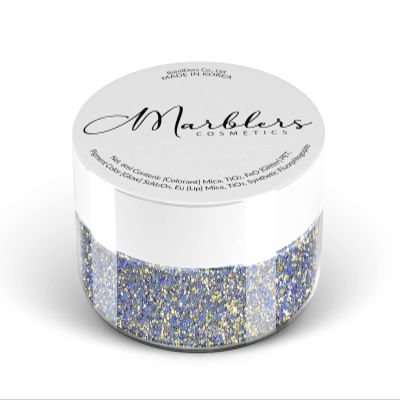 MARBLERS Holographic Face & Body Glitter [Gold Splash Blue] 0.18oz (5g) | Fine | Non-Toxic | Cruelty-Free | Festival, Rave & Party Makeup | Eye, Hair, Nail Polish, Eyeshadow | Nail Art | Gel Nail