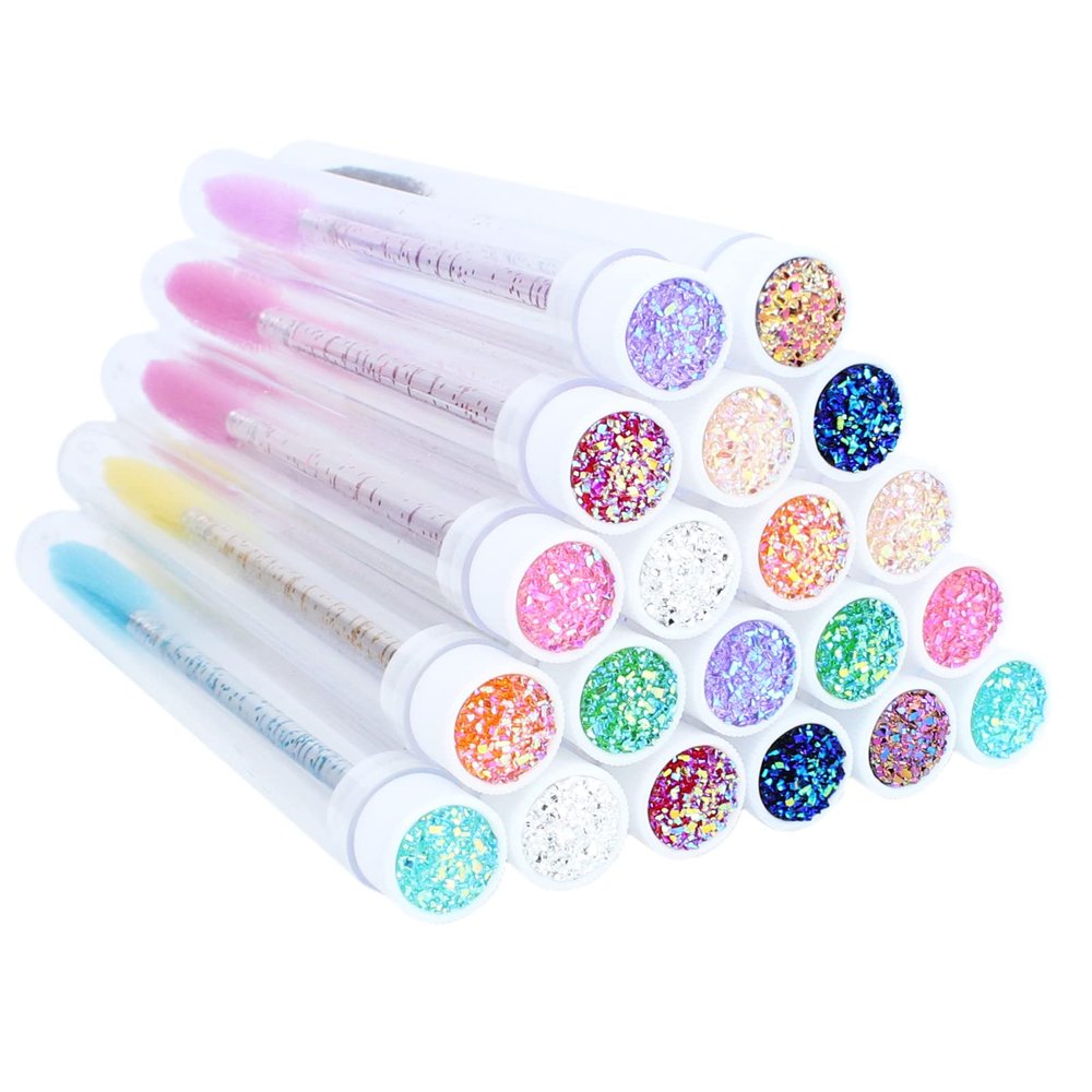 20 Sets Mascara Wand Tube Set Diamond Mascara Brushes Eyelash Spoolies Brush Makeup Tool Applicator Eyelash Brush Tubes Makeup Brush (Diamond-MlX)