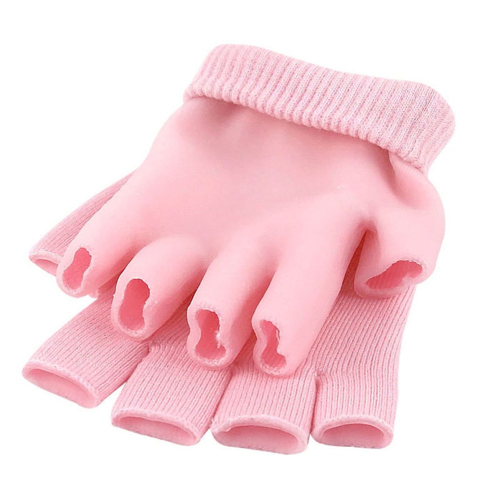 2Pcs Moisturizing Gel Half Gloves, Nourishing Softening Repairing Moisturizing Spa Fingerless Gloves for Cracked Dry Skin