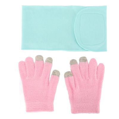 1 Pair Moisturizing Gel Hand Gloves Set, Reusable Hydrating Spa Gel Gloves Set WithNeck Mask for Cracked Skin