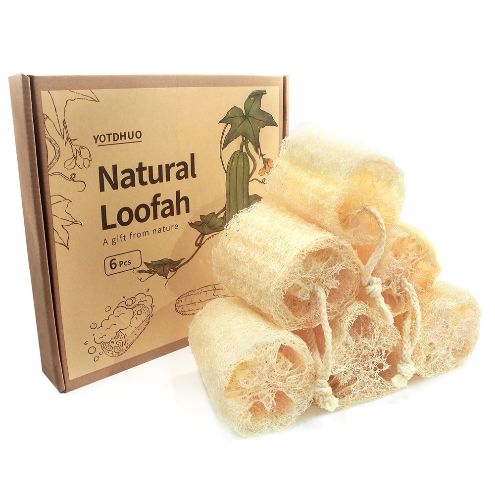 6Pack Luffa Sponges Gentle Exfoliating Body Scrubber for Shower Natural Loofah Sponge Unveil Your Skin's Natural Beauty