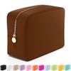 Embla Makeup Bag Travel Cosmetics Pouch and Toiletry Bag, Nylon Zipper Pouch Purse, Cute Make Up Organizer Storage Tote for Women Girls, Waterproof Travel Skincare Case, Large Makeup Bags, Chocolate view 1