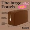 Embla Makeup Bag Travel Cosmetics Pouch and Toiletry Bag, Nylon Zipper Pouch Purse, Cute Make Up Organizer Storage Tote for Women Girls, Waterproof Travel Skincare Case, Large Makeup Bags, Chocolate view 2