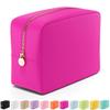 Embla Makeup Bag Travel Cosmetics Pouch and Toiletry Bag, Nylon Zipper Pouch Purse, Cute Make Up Organizer Storage Tote for Women Girls, Waterproof Travel Skincare Case, Large Makeup Bags, Fuchsia view 1