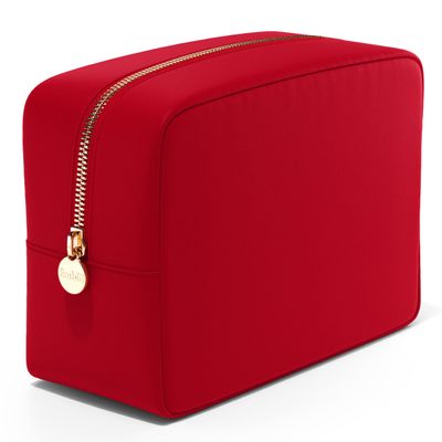 Embla Makeup Bag Travel Cosmetics Pouch and Toiletry Bag, Nylon Zipper Pouch Purse, Cute Make Up Organizer Storage Tote for Women Girls, Waterproof Travel Skincare Case, Small Makeup Bags, Ruby Red
