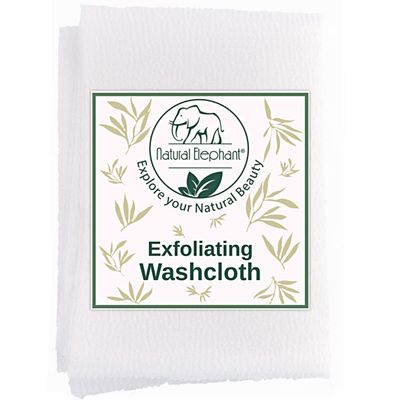 Natural Elephant Exfoliating Washcloth - Pearl White Japanese Shower Scrubber for Body - Single Washcloth for Gentle Skin Exfoliation