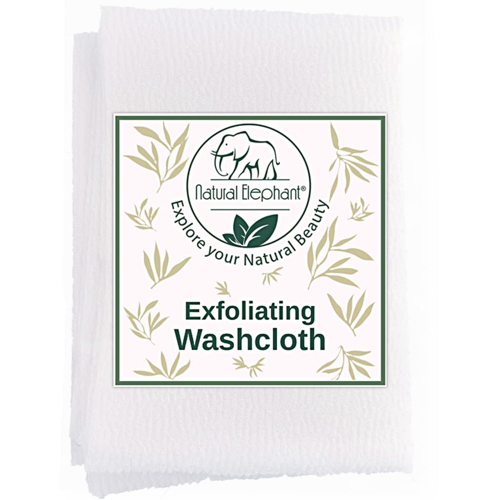 Natural Elephant Exfoliating Washcloth - Pearl White Japanese Shower Scrubber for Body - Single Washcloth for Gentle Skin Exfoliation