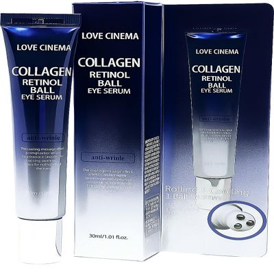 LOVE CINEMA Collagen Retinol Eye Serum  Korean Skincare for Dark Circles, Puffiness & Wrinkles, Anti-Aging Under Eye Treatment, 30ml / 1.01 fl.oz. [Made in Korea]