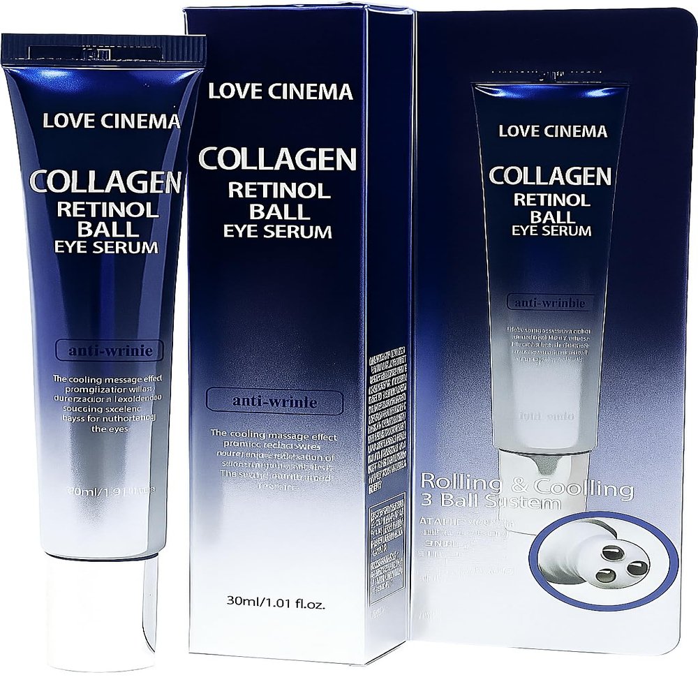 LOVE CINEMA Collagen Retinol Eye Serum  Korean Skincare for Dark Circles, Puffiness & Wrinkles, Anti-Aging Under Eye Treatment, 30ml / 1.01 fl.oz. [Made in Korea]