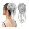 Messy Bun Hair Tousled Updo Messy Bun Hair Piece Chignon Ponytail Extensions with Elastic Rubber Band Curly Scrunchies Ponytail Hairpiece for Women Real Human Hair Buns (Color : Light Silver Grey) view 1