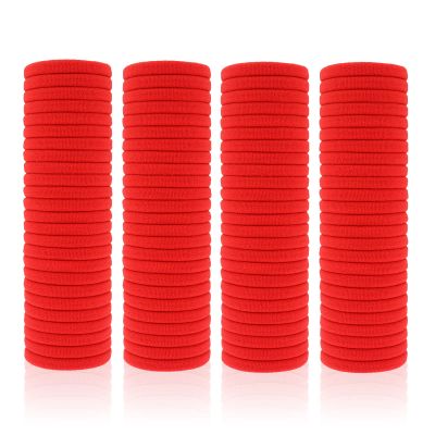 100 Pack Seamless Hair Ties for Women Girls Ponytail Holders for Thick Hair (Red)