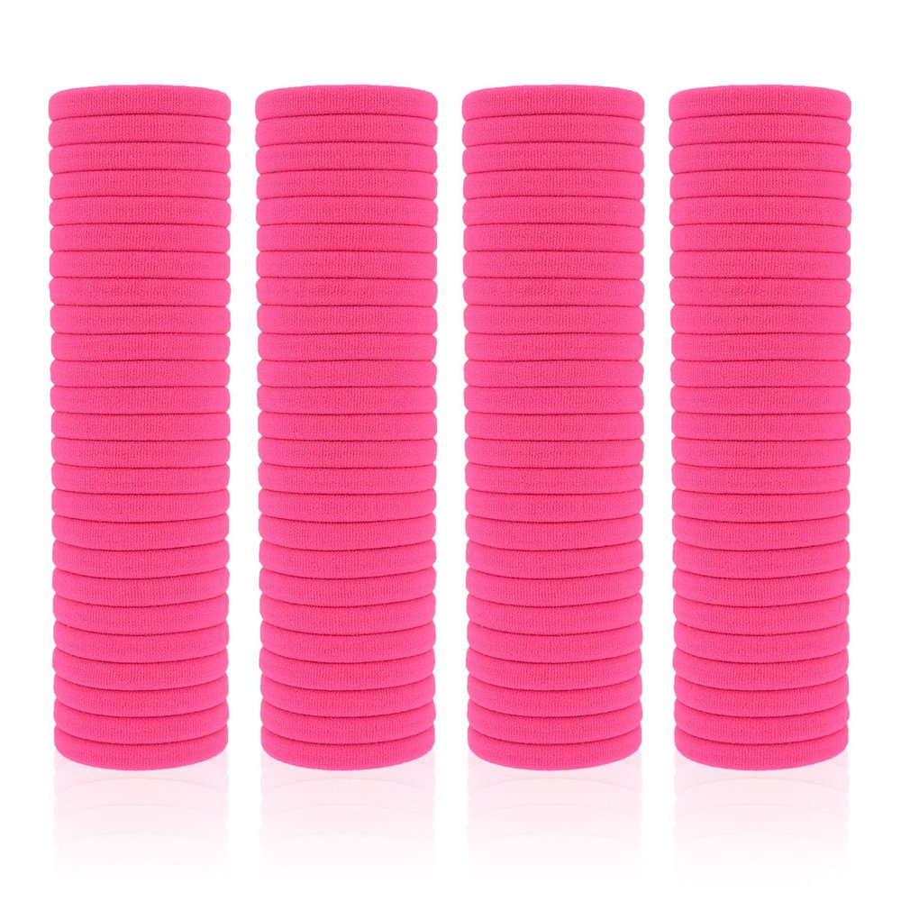 100 Pack Seamless Hair Ties for Women Girls Ponytail Holders for Thick Hair (hotpink)