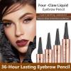 Eyebrow Pencil Light Brown Microblading Eyebrow Pen Eyebrow Makeup 4 point Lift & Snatch Brow Pen Mothers Day Gifts Waterproof Natural Looking Long Lasting Eye Makeup (Light Brown 01#) view 4