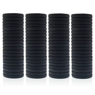 100 Pack Seamless Hair Ties for Women Girls Ponytail Holders for Thick Hair (Black)