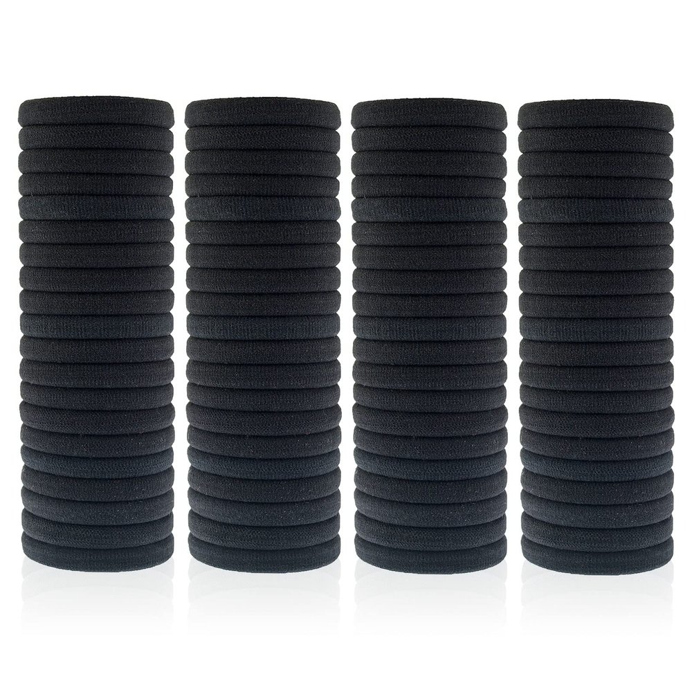 100 Pack Seamless Hair Ties for Women Girls Ponytail Holders for Thick Hair (Black)