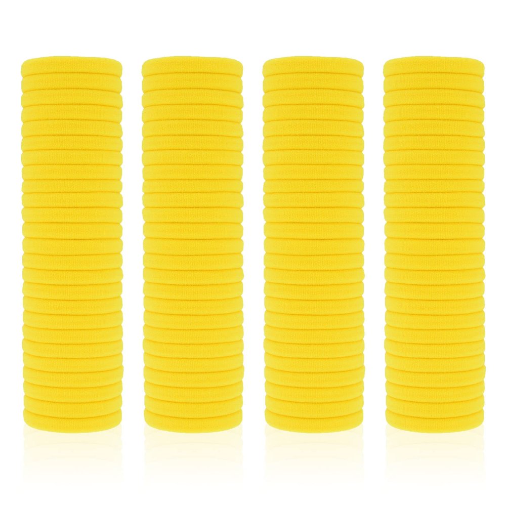 100 Pack Seamless Hair Ties for Women Girls Ponytail Holders for Thick Hair (yellow)