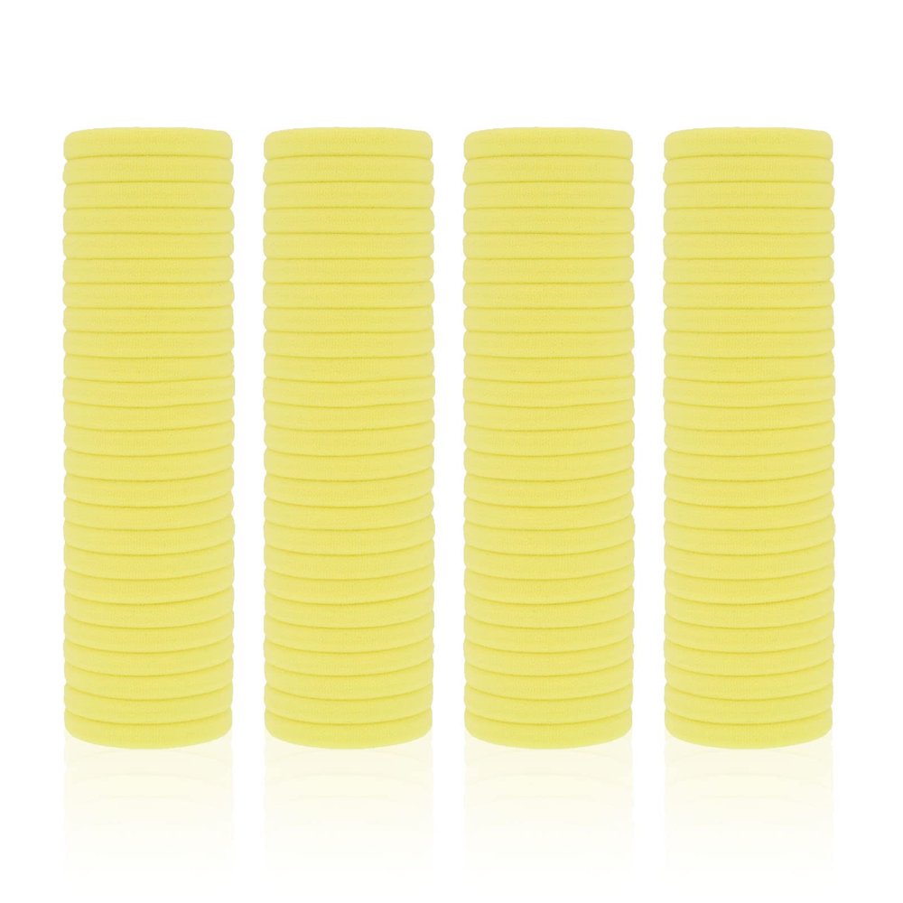 100 Pack Seamless Hair Ties for Women Girls Ponytail Holders for Thick Hair (light yellow)