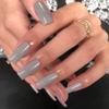 KXAMELIE Grey Press-on Medium Coffin Nails - Reusable, Natural, Thick, Solid Color, 24 Long Square Nails view 2