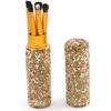 Bestbling Bling Bling Portable 5-Piece Makeup Brush Set for Eyeshadow and Eyebrows with Rhinestone Barrel Packaging (Gold) view 1