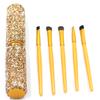 Bestbling Bling Bling Portable 5-Piece Makeup Brush Set for Eyeshadow and Eyebrows with Rhinestone Barrel Packaging (Gold) view 4