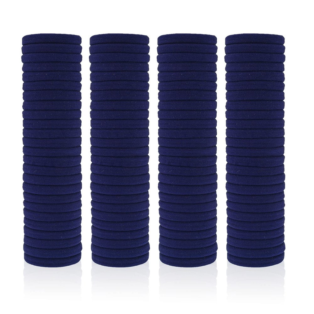 100 Pack Seamless Hair Ties for Women Girls Ponytail Holders for Thick Hair (Navy)
