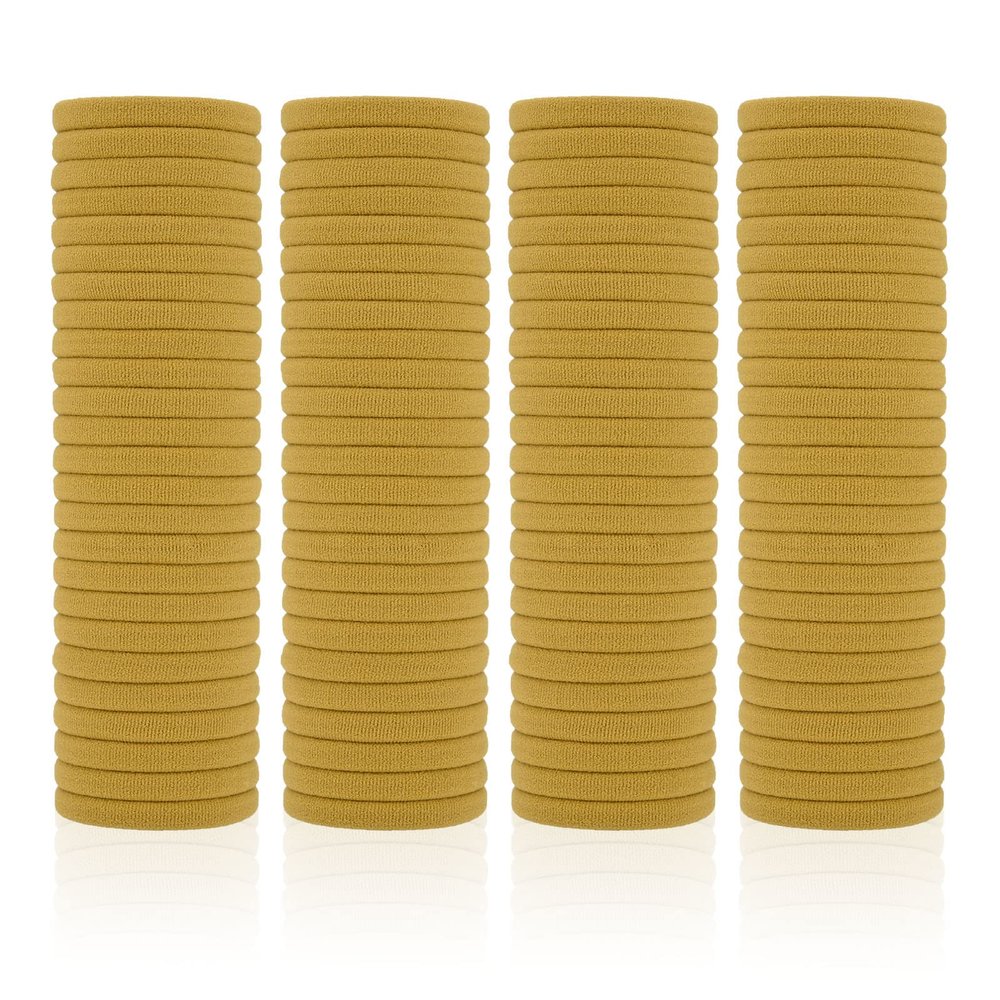 100 Pack Seamless Hair Ties for Women Girls Ponytail Holders for Thick Hair (Sand)
